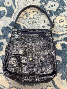 NEW DIRECTIONS Blue Purple Croc Embossed Mini Purse Y2K Pockets Trendy Bag